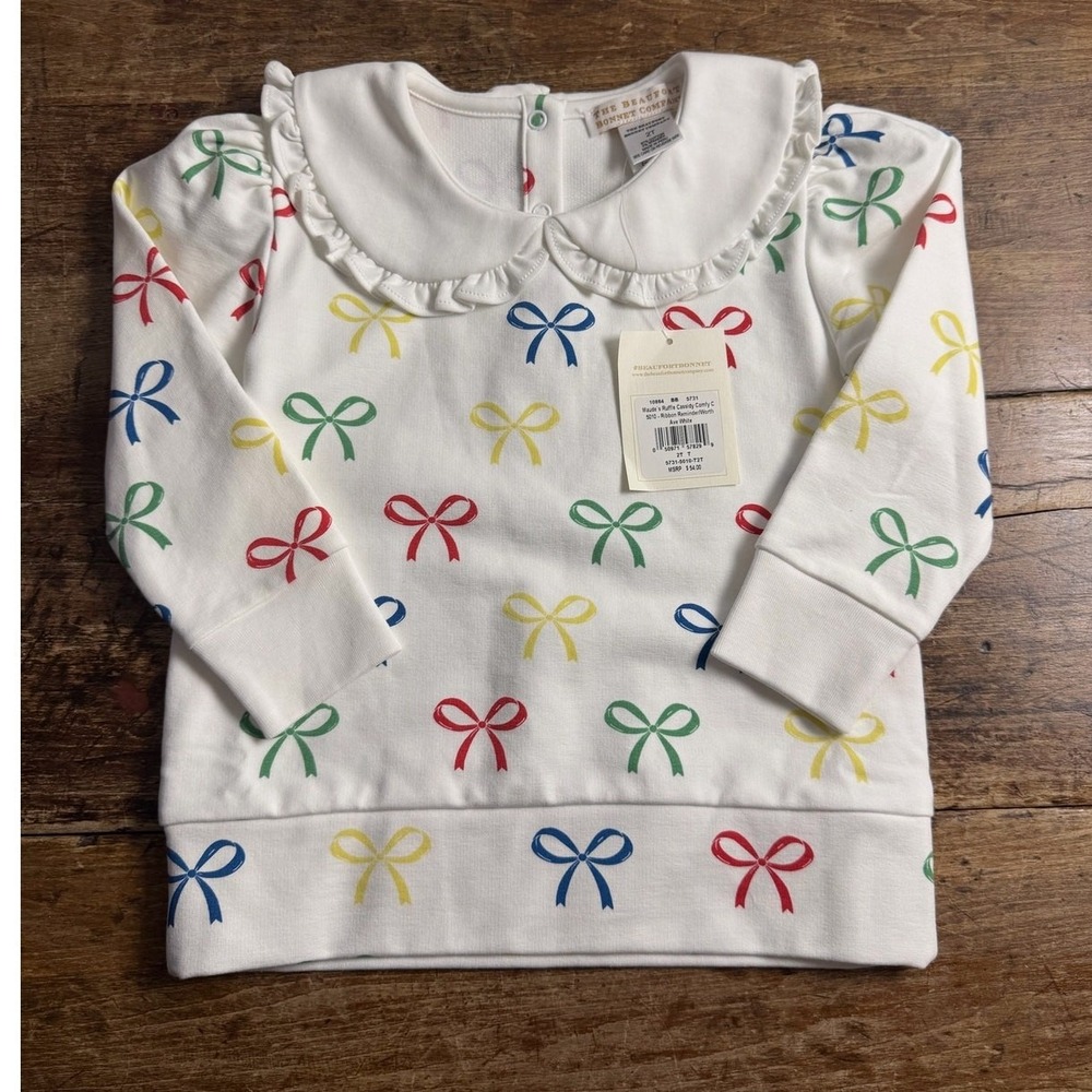 The Beaufort Bonnet Company Maude's Ruffle Cassidy Comfy Crewneck NWT 2T